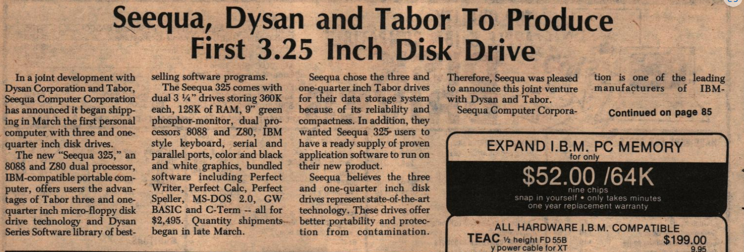 Computer Shoppers's Coverage of the Seequa 325