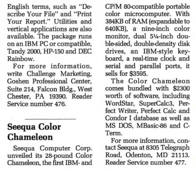 Mention of the Seequa Color Chameleon