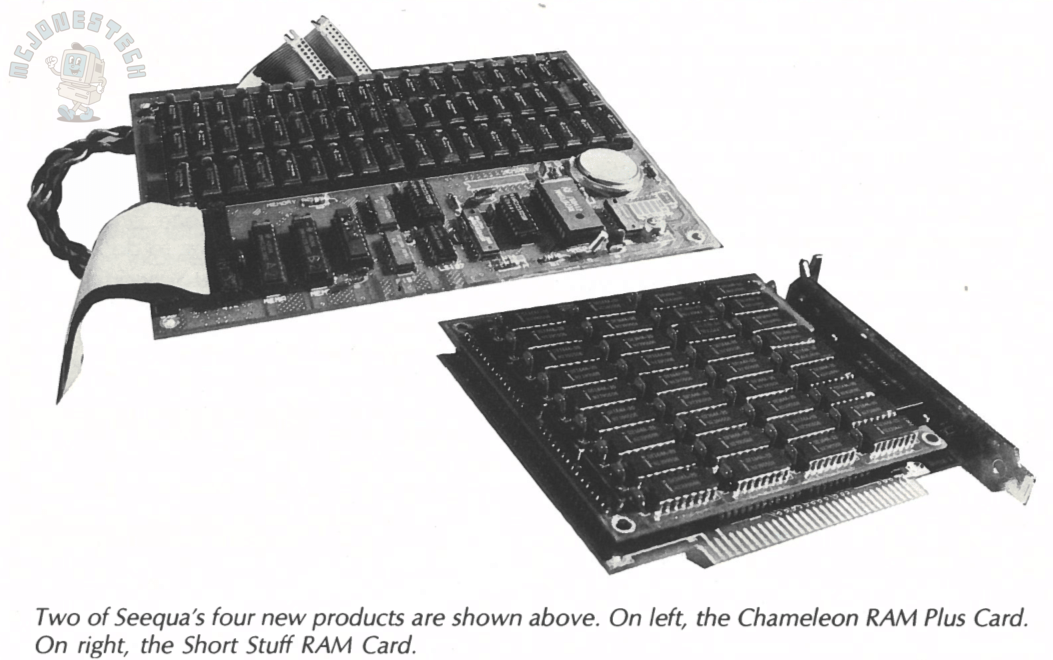 The Seequa RAMPlus Card and Short Stuff RAM Expansion boards, from Inside Seequa Volume 1 No. 3